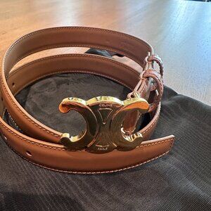 Celine Triomphe Belt in Bronze (Brown) Leather